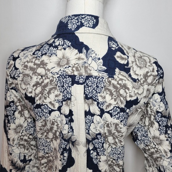 Soft Surroundings Floral Long Sleeve Button Shirt Size Large Petite Vacation - Picture 12 of 12
